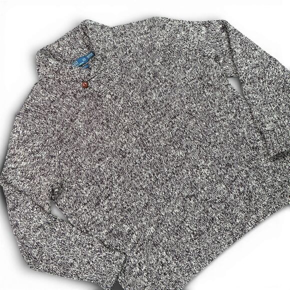 VTG Polo Ralph Lauren Sweater Men 2XLT Tall Shawl Collar Brown Beige Marl Cotton